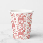 Gobelets En Papier Cheval de Dala suédois Rouge et blanc (Verso)
