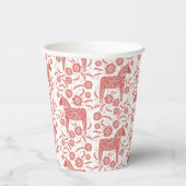 Gobelets En Papier Cheval de Dala suédois Rouge et blanc (Droite)