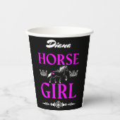 Gobelets En Papier Cheval fille avec nom (Recto)