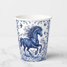 Cheval frison de style Delft Delftware dans un pré