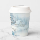 Gobelets En Papier Cheval hiver scène neige forêt Noël (Verso)