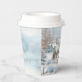 Gobelets En Papier Cheval hiver scène neige forêt Noël (Droite)