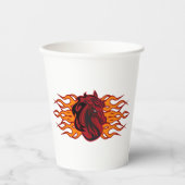 Gobelets En Papier Cheval rouge fière avec flammes (Recto)