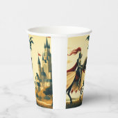 Gobelets En Papier Chevalier médiéval/dragon/château fantastique (Droite)