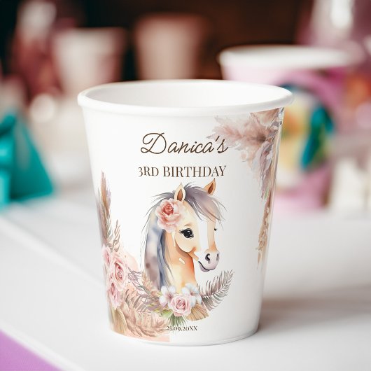 Gobelets En Papier Chevaux poney thème fête d'anniversaire vaisselle