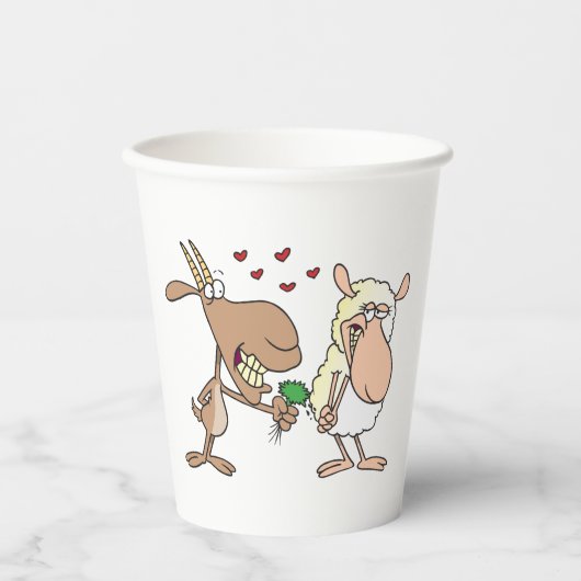 Gobelets En Papier Chèvre Et Mouton En Amour (Recto)