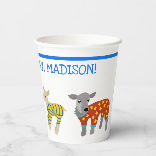 Gobelets En Papier Chèvres en pyjama Parti pour bois d'oeuvre (Verso)