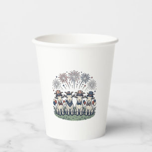 Gobelets En Papier Chèvres patriotiques Feux d'artifice Vintage conce