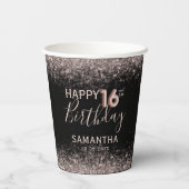 Gobelets En Papier Chic 16e anniversaire Black and Rose Gold Parties (Verso)