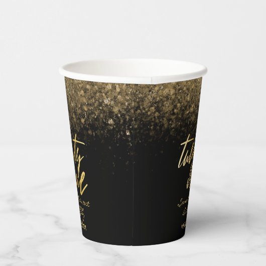 Gobelets En Papier Chic 21e anniversaire Parties scintillant noir et (Droite)