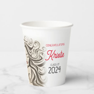 Gobelets En Papier Chic Beige Hair Styliste Graduation Party Retro