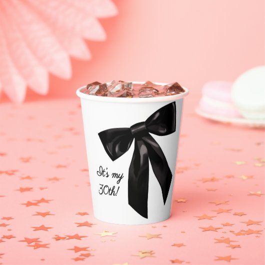 Gobelets En Papier Chic Black Bow 30th Birthday Paper Cups (Insitu)