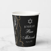 Gobelets En Papier Chic Black Gold Agate Bar Mitzvah Party (Verso)