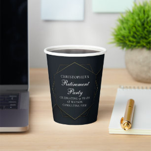 Gobelets En Papier Chic Black Gold Custom Retirement Party