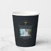 Gobelets En Papier Chic Black Gold Médicale School Graduation Party (Verso)