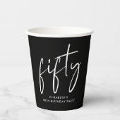 Gobelets En Papier Chic Black White 50e fête d'anniversaire (Recto)