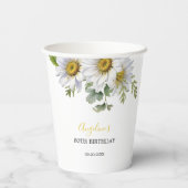 Gobelets En Papier Chic blanc marguerite verdure fleurie Anniversaire (Verso)