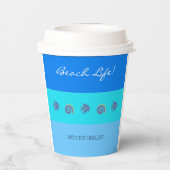 Gobelets En Papier Chic Blue Stripes Fish and Shells Beach House (Verso)