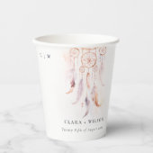 Gobelets En Papier Chic Boho Feather Dreamcatcher Watercolor Mariage (Recto)