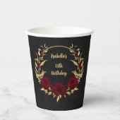 Gobelets En Papier Chic bordeaux et or noir (Recto)