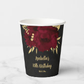 Gobelets En Papier Chic bordeaux et or noir (Verso)