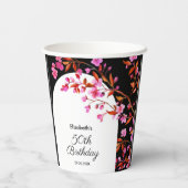 Gobelets En Papier Chic cerise en fleurs Sakura noir blanc anniversai (Verso)