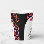 Gobelets En Papier Chic cerise en fleurs Sakura noir blanc anniversai (Gauche)