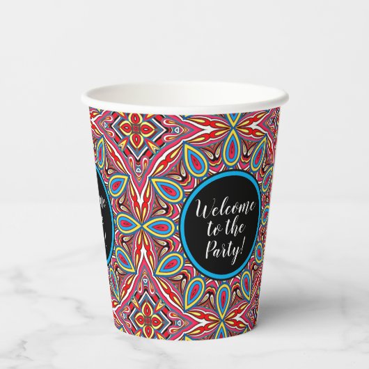 Gobelets En Papier Chic Custom Star Mosaic Kaleidoscope Art Motif (Verso)