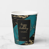 Gobelets En Papier Chic Cyan Marbre or Paint Paint Texture Anniversai (Recto)