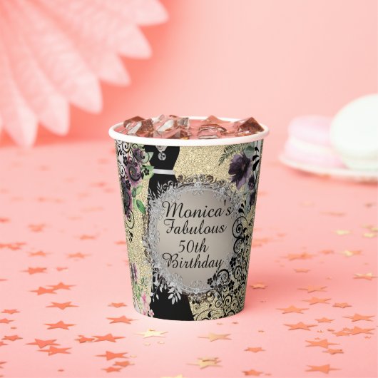 Gobelets En Papier Chic Elegant Fabulous 50e anniversaire (Insitu)