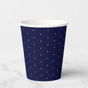 Gobelets En Papier Chic élégant marine foncé et pois blancs minuscule