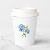 Gobelets En Papier Chic Floral Blue Hydrangea Mariage d'événement (Recto)