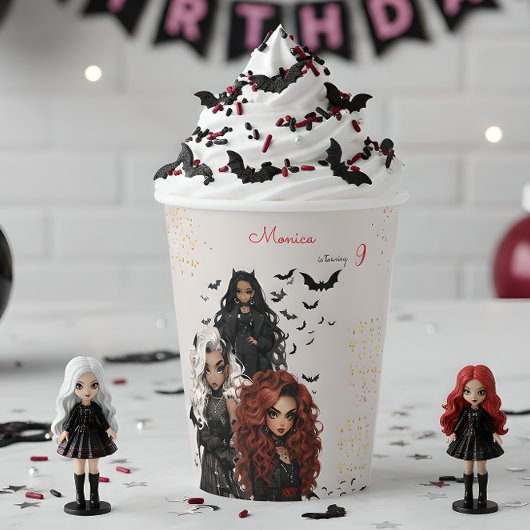 Gobelets En Papier Chic glam gothique effrayant filles fête d'anniver