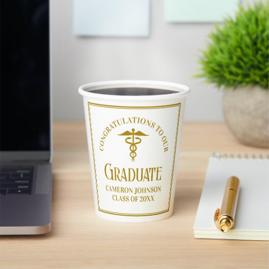 Gobelets En Papier Chic Gold Médicale School Graduation Party (Insitu)