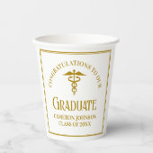 Gobelets En Papier Chic Gold Médicale School Graduation Party (Recto)