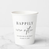 Gobelets En Papier Chic Heureux Jamais Après Mariage (Verso)