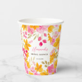 Gobelets En Papier Chic joli jaune rose de l'aquarelle (Recto)