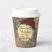 Gobelets En Papier Chic Leopard Rose Fabuleux 40e anniversaire (Recto)