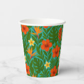 Gobelets En Papier Chic Lush Tropical Floral Luau fête d'anniversaire (Verso)