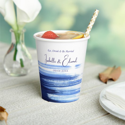 Gobelets En Papier Chic Mariage Réception Table Décor Marine Aquarell