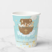 Gobelets En Papier Chic Noah's Ark Blue Baby shower Baptême Anniversa (Verso)