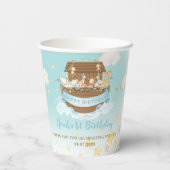 Gobelets En Papier Chic Noah's Ark Blue Boy 1er 2e 3e anniversaire (Verso)