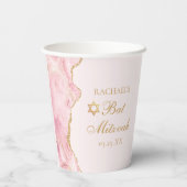 Gobelets En Papier Chic Rose Gold Agate Bat mitzvah Party Personnalis (Verso)
