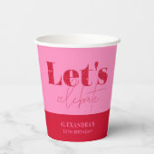 Gobelets En Papier Chic rose rouge Parties scintillant Anniversaire F (Verso)