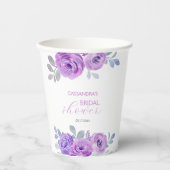 Gobelets En Papier Chic Rose Violette Verdure Florale Baby Shower Bri (Recto)