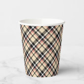 Gobelets En Papier Chic Rouge Beige Noir Blanc Plaid Stripes Motif (Gauche)
