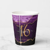 Gobelets En Papier Chic Sweet 16 Purple Gold Agate Party (Verso)