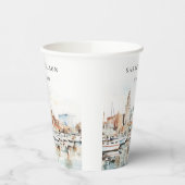 Gobelets En Papier Chic Tampa Floride Skyline Mariage d'aquarelle (Gauche)