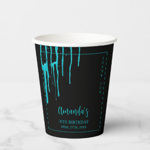 Gobelets En Papier Chic Turquoise Parties scintillant Drips Sweet 16