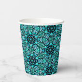 Gobelets En Papier Chic Turquoise Turquoise Retro Oriental Mosaic Mot (Verso)